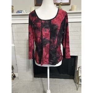 Vintage Y2K Sz Large Velvet Blouse Top-Red-Goth-Whimsigoth-Fairy Grunge
